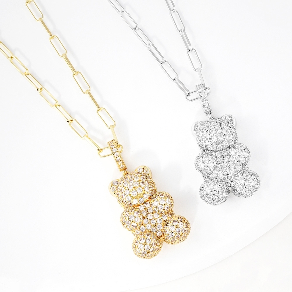 Gold and Silver Bear Pendant Necklaces